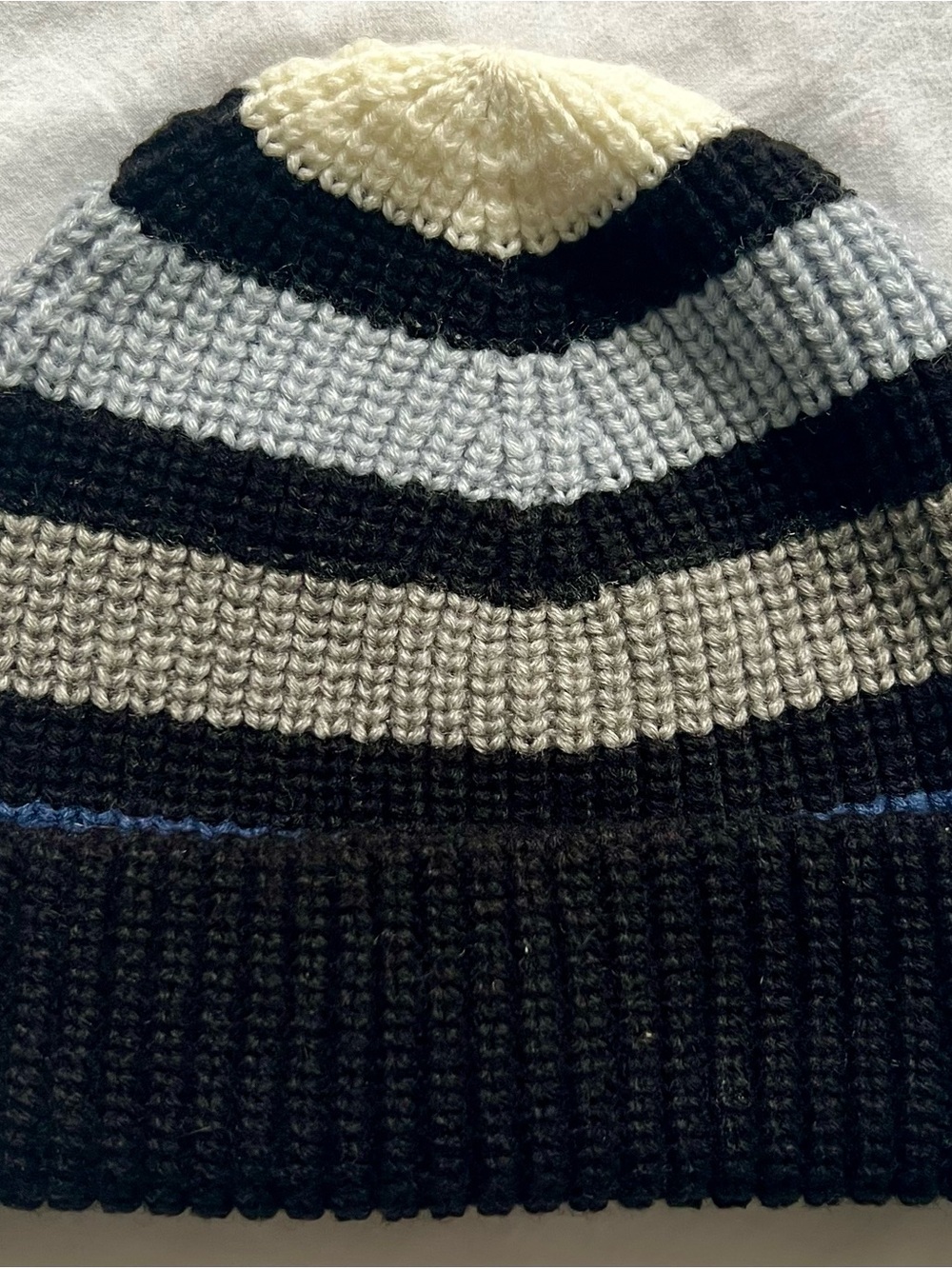NWOT Women’s Kate Spade Striped Cable Knit Beanie - Black/Blue/Gray/Cream